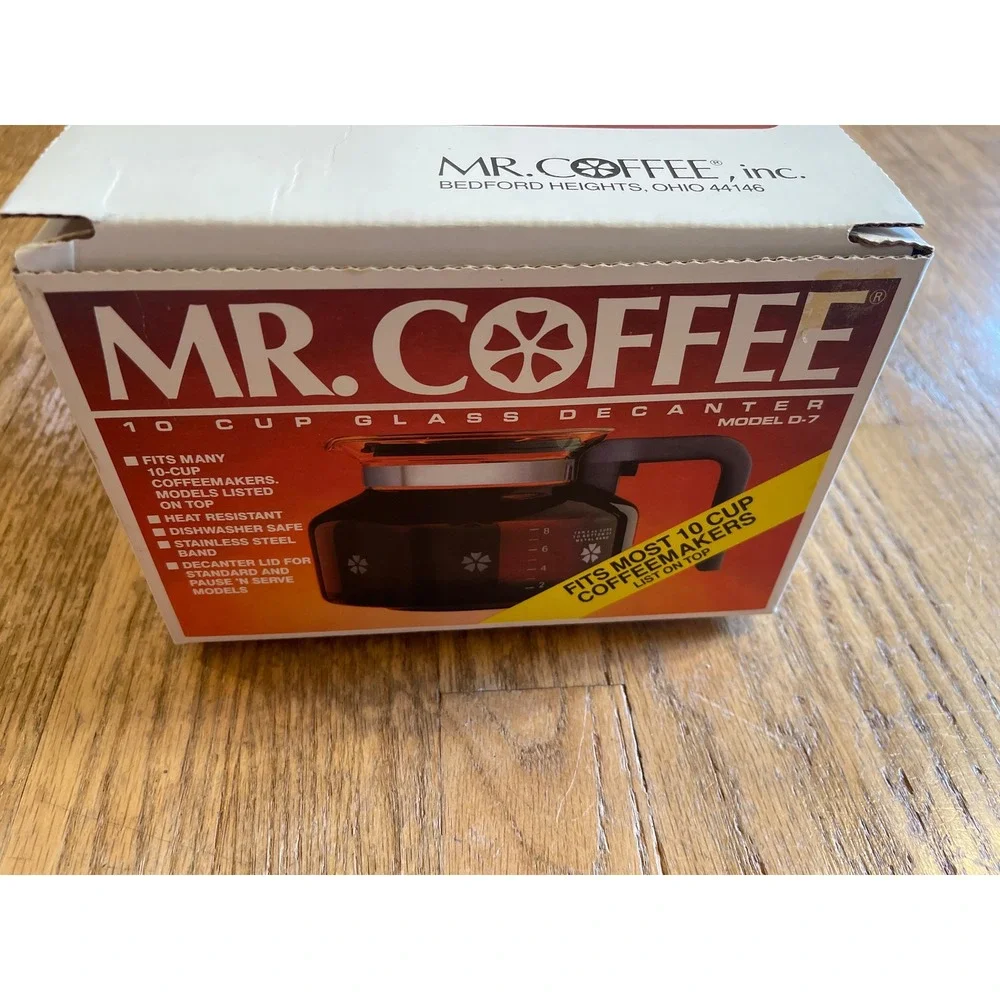 NEW Mr Coffee 10 Cup Glass Decanter Model D-7 Pot Replacement Carafe Extra Lid